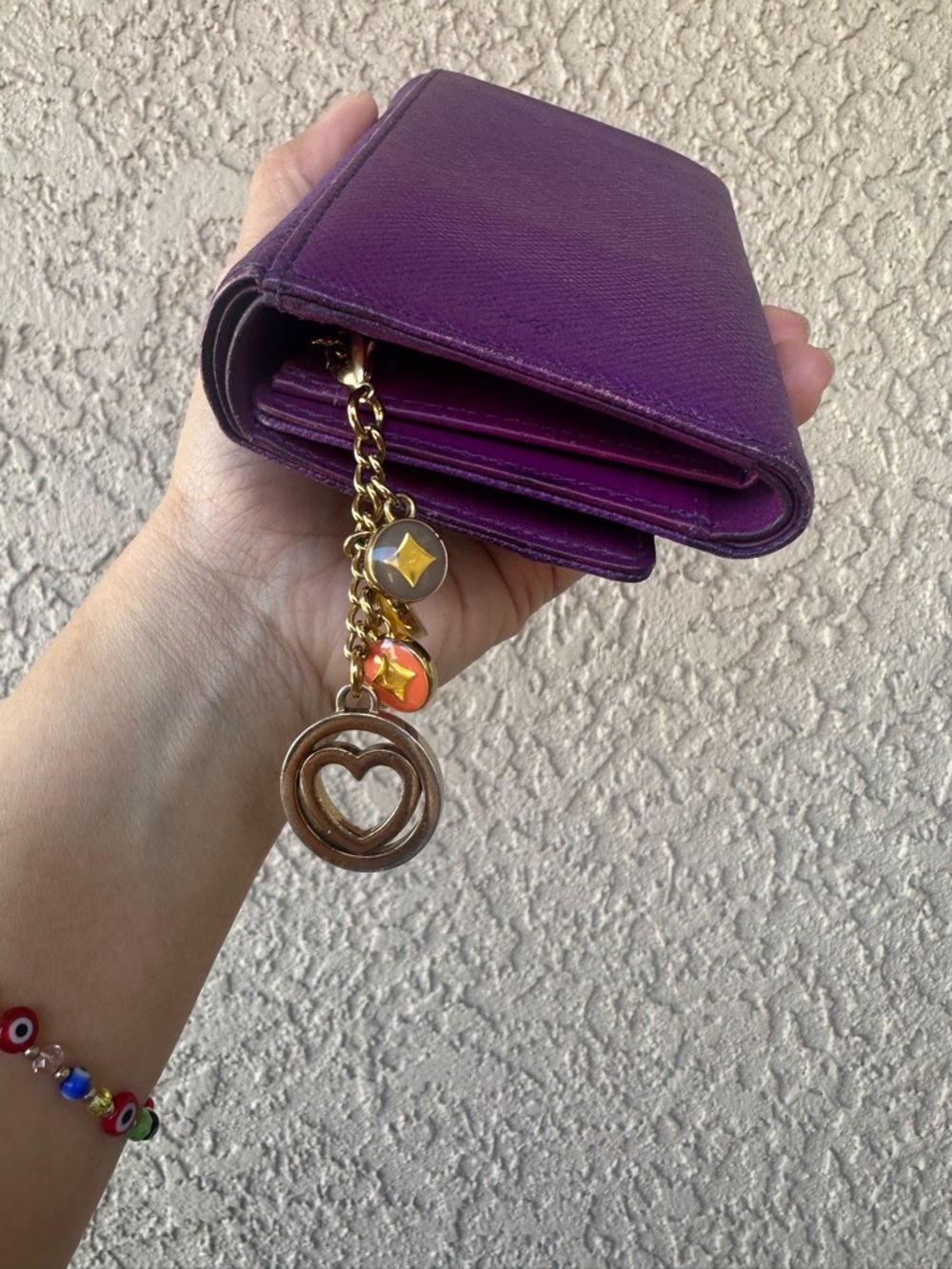 MCM Purple Saffiano Leather Logo Plaque Wallet with Gold Studs - Picture 9 of 12